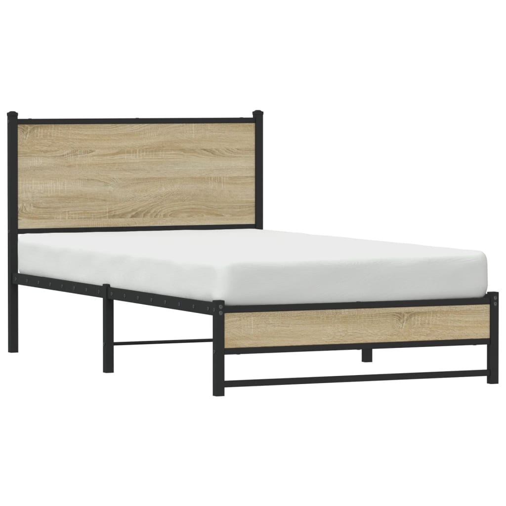 Bedframe zonder matras metaal sonoma eikenkleurig 100x190 cm is nu te koop bij PeponiXL, paradijselijk wonen!