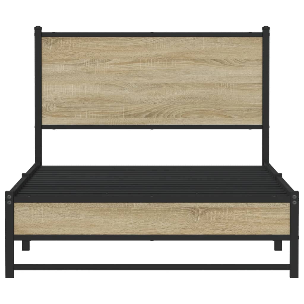 Bedframe zonder matras metaal sonoma eikenkleurig 100x190 cm is nu te koop bij PeponiXL, paradijselijk wonen!