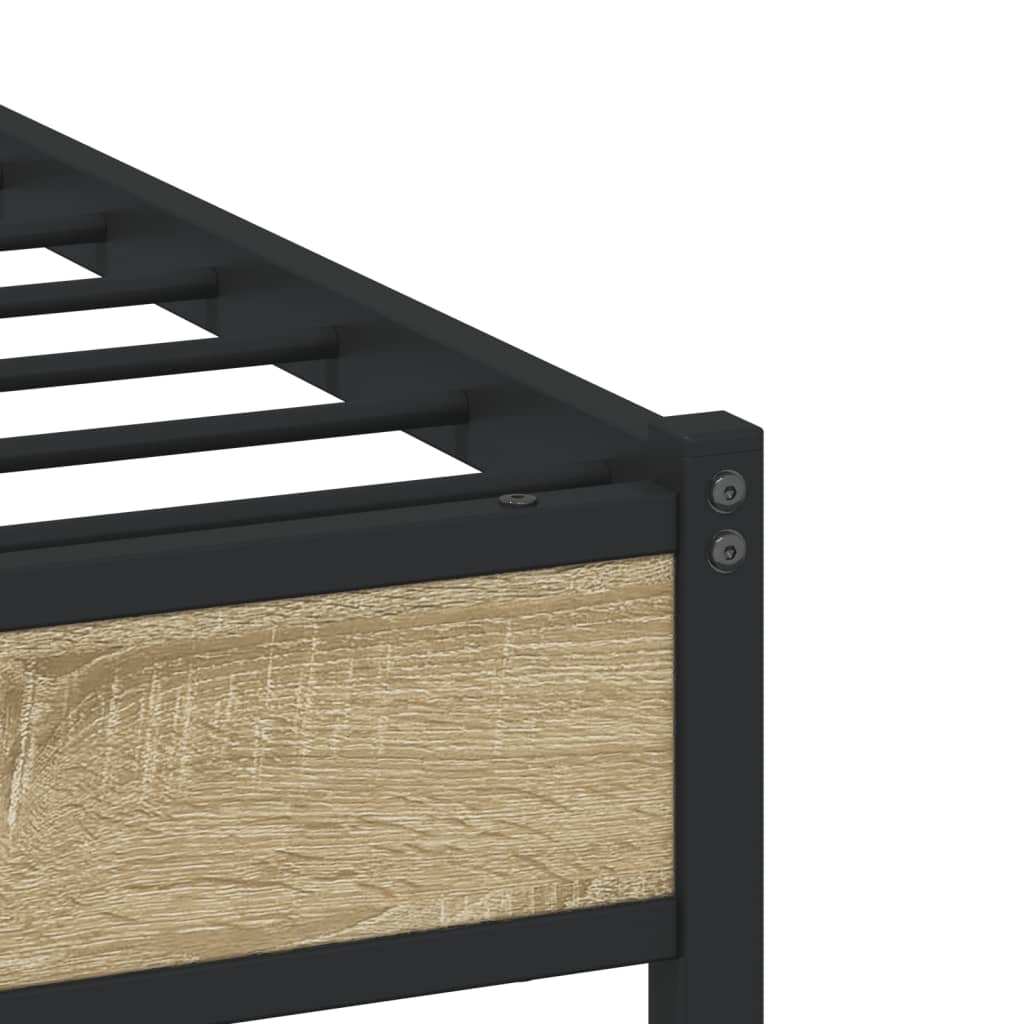 Bedframe zonder matras metaal sonoma eikenkleurig 100x190 cm is nu te koop bij PeponiXL, paradijselijk wonen!