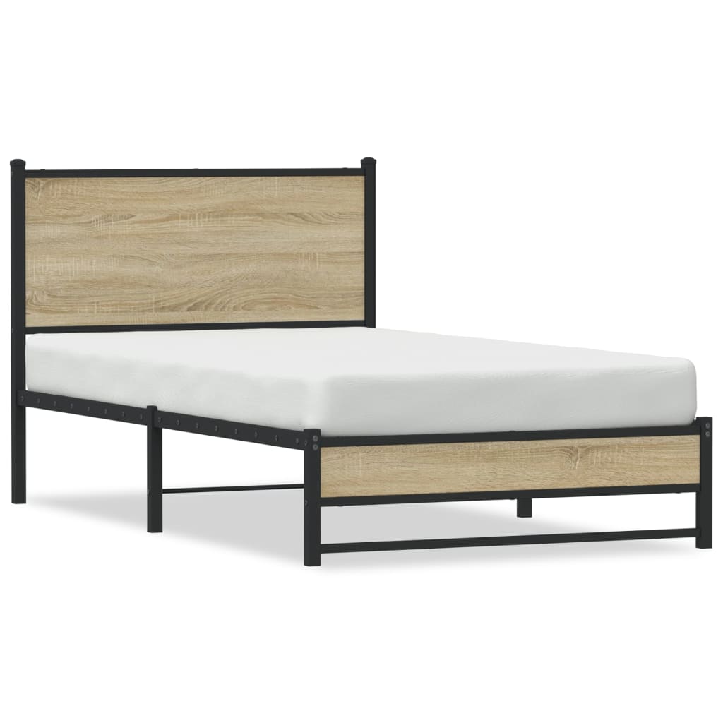 Bedframe zonder matras metaal sonoma eikenkleurig 100x190 cm is nu te koop bij PeponiXL, paradijselijk wonen!
