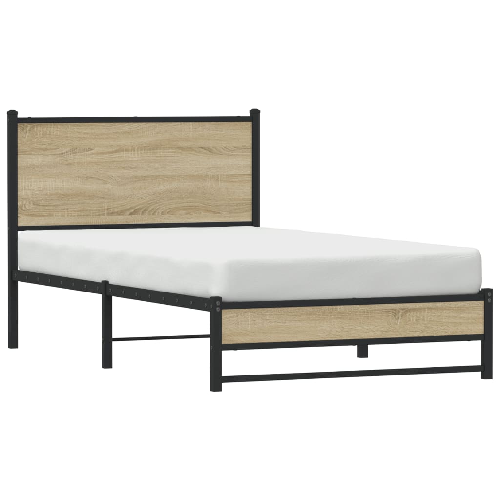 Bedframe zonder matras metaal sonoma eikenkleurig 100x200 cm is nu te koop bij PeponiXL, paradijselijk wonen!