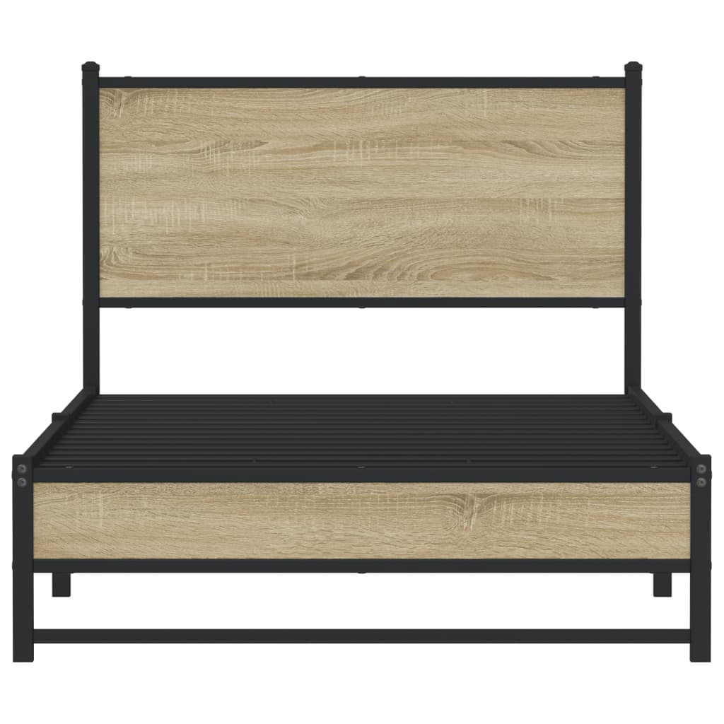 Bedframe zonder matras metaal sonoma eikenkleurig 100x200 cm is nu te koop bij PeponiXL, paradijselijk wonen!