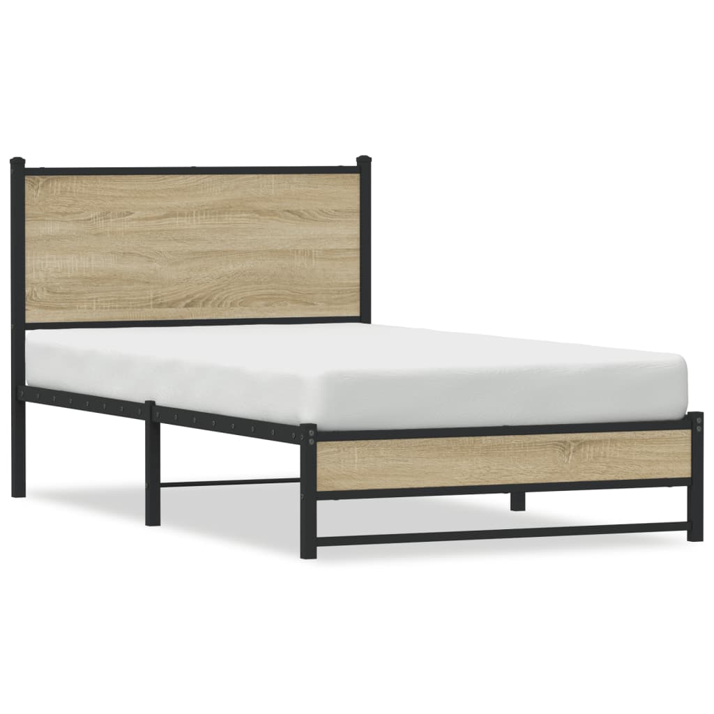 Bedframe zonder matras metaal sonoma eikenkleurig 100x200 cm is nu te koop bij PeponiXL, paradijselijk wonen!