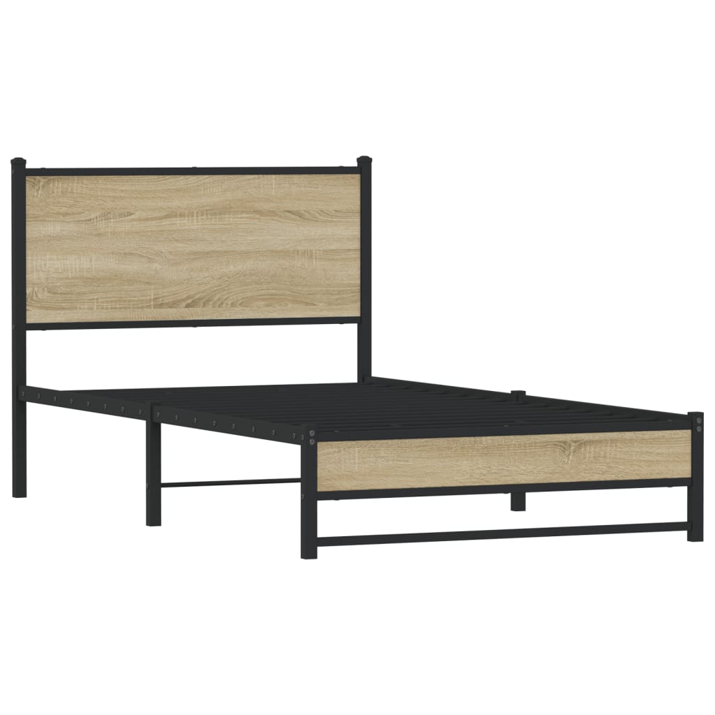 Bedframe zonder matras metaal sonoma eikenkleurig 107x203 cm is nu te koop bij PeponiXL, paradijselijk wonen!