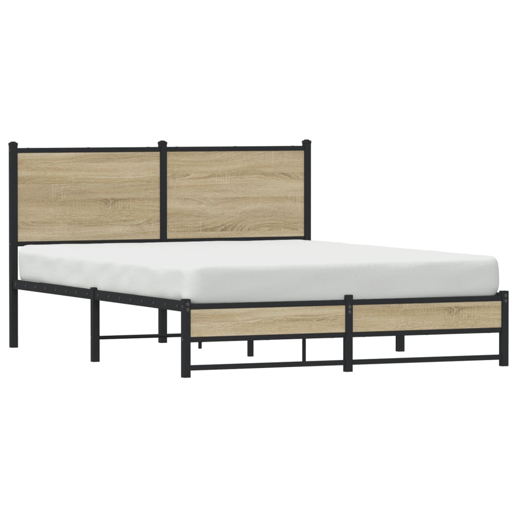 Bedframe zonder matras metaal sonoma eikenkleurig 137x190 cm is nu te koop bij PeponiXL, paradijselijk wonen!