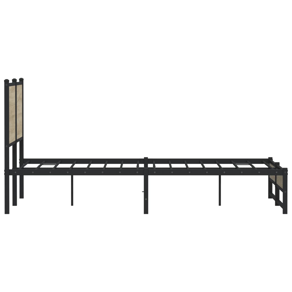 Bedframe zonder matras metaal sonoma eikenkleurig 140x190 cm is nu te koop bij PeponiXL, paradijselijk wonen!