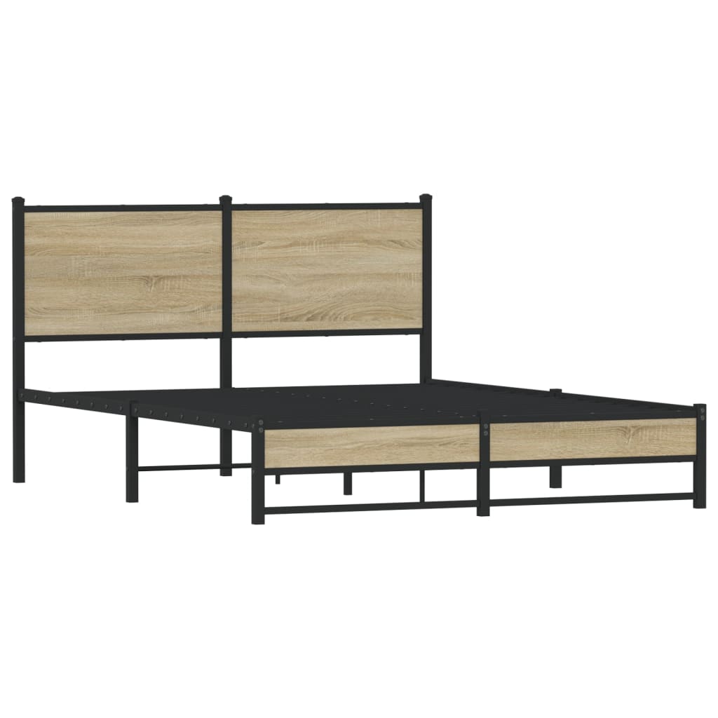 Bedframe zonder matras metaal sonoma eikenkleurig 140x200 cm is nu te koop bij PeponiXL, paradijselijk wonen!