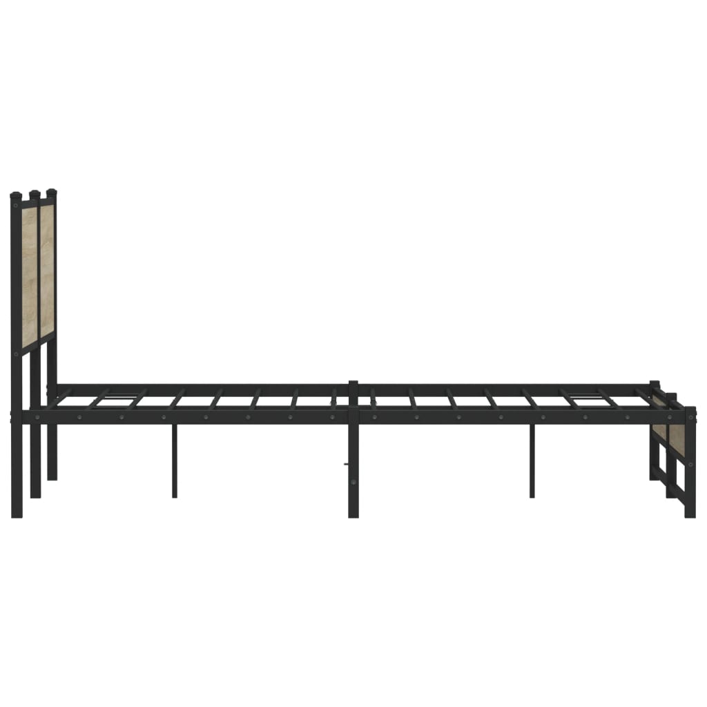Bedframe zonder matras metaal sonoma eikenkleurig 140x200 cm is nu te koop bij PeponiXL, paradijselijk wonen!