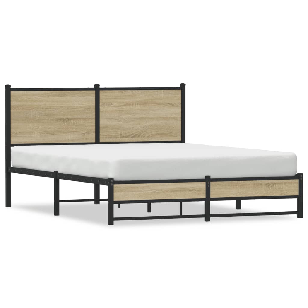Bedframe zonder matras metaal sonoma eikenkleurig 140x200 cm is nu te koop bij PeponiXL, paradijselijk wonen!