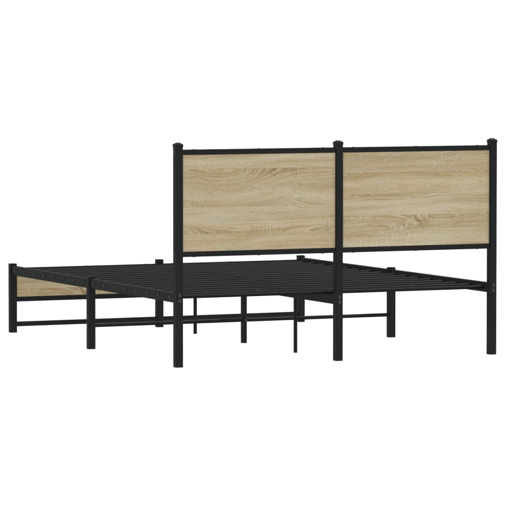 Bedframe zonder matras metaal sonoma eikenkleurig 150x200 cm is nu te koop bij PeponiXL, paradijselijk wonen!