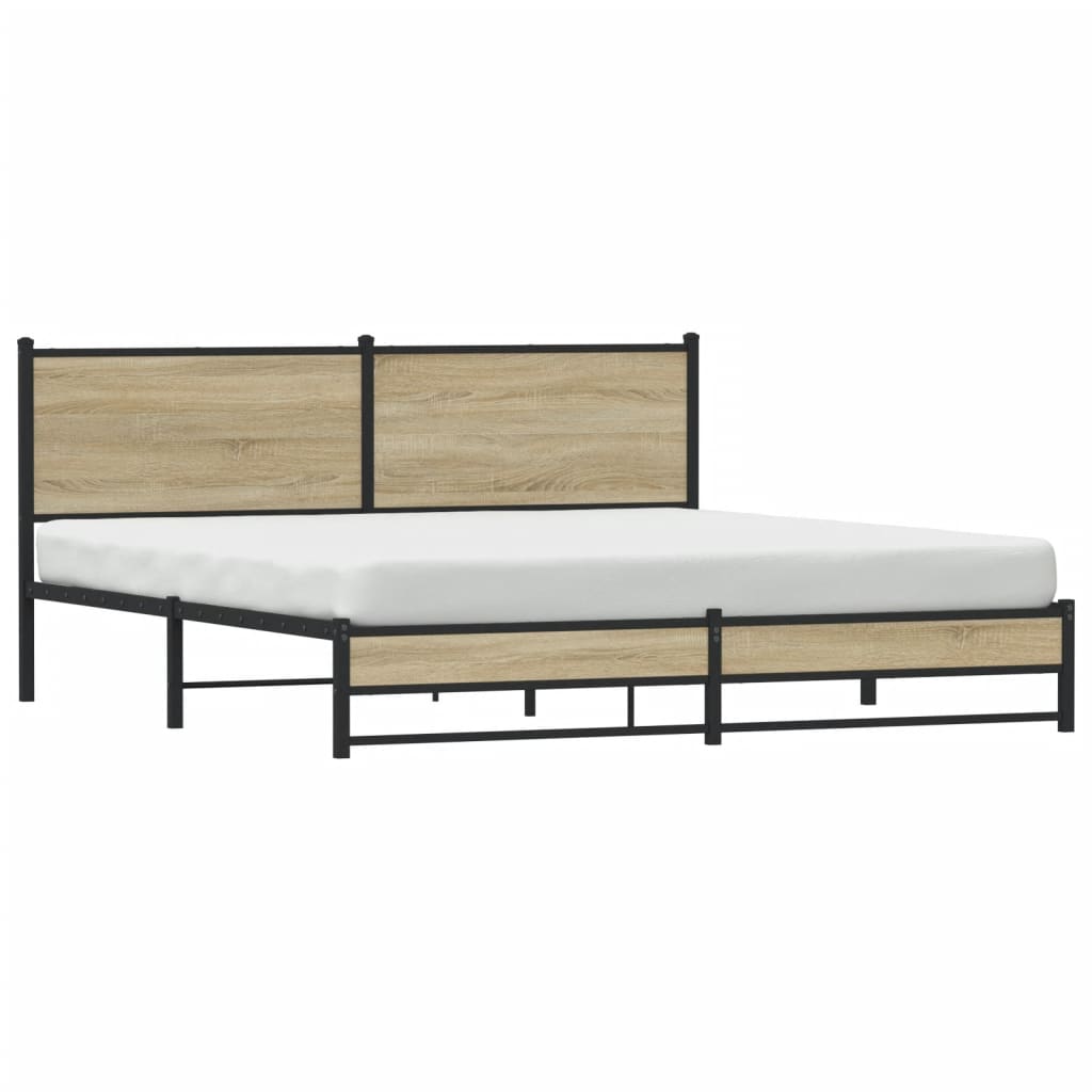 Bedframe zonder matras metaal sonoma eikenkleurig 160x200 cm is nu te koop bij PeponiXL, paradijselijk wonen!