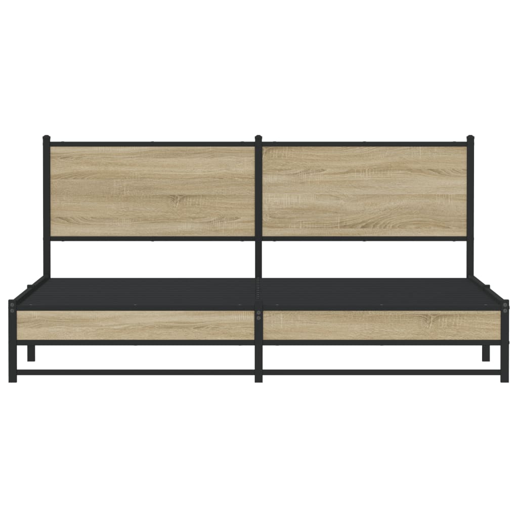 Bedframe zonder matras metaal sonoma eikenkleurig 160x200 cm is nu te koop bij PeponiXL, paradijselijk wonen!