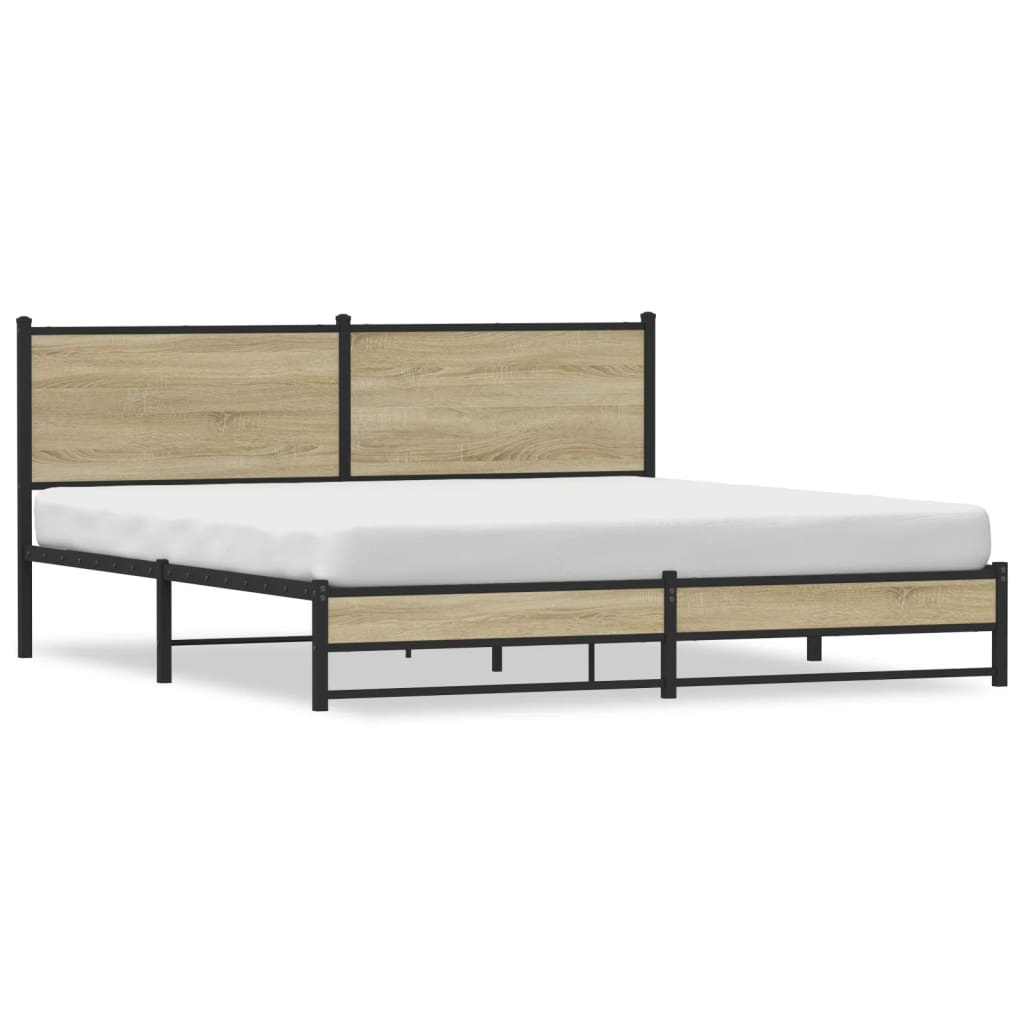 Bedframe zonder matras metaal sonoma eikenkleurig 160x200 cm is nu te koop bij PeponiXL, paradijselijk wonen!