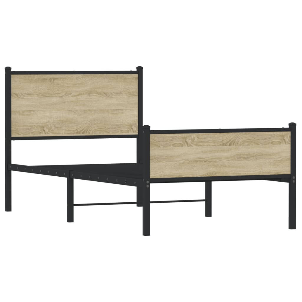 Bedframe zonder matras metaal sonoma eikenkleurig 75x190 cm is nu te koop bij PeponiXL, paradijselijk wonen!