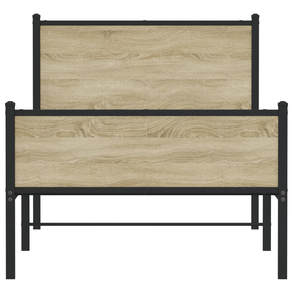 Bedframe zonder matras metaal sonoma eikenkleurig 75x190 cm is nu te koop bij PeponiXL, paradijselijk wonen!