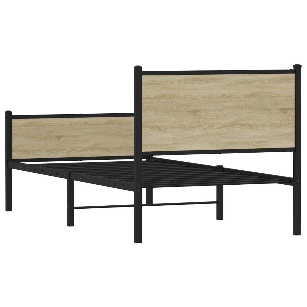Bedframe zonder matras metaal sonoma eikenkleurig 75x190 cm is nu te koop bij PeponiXL, paradijselijk wonen!