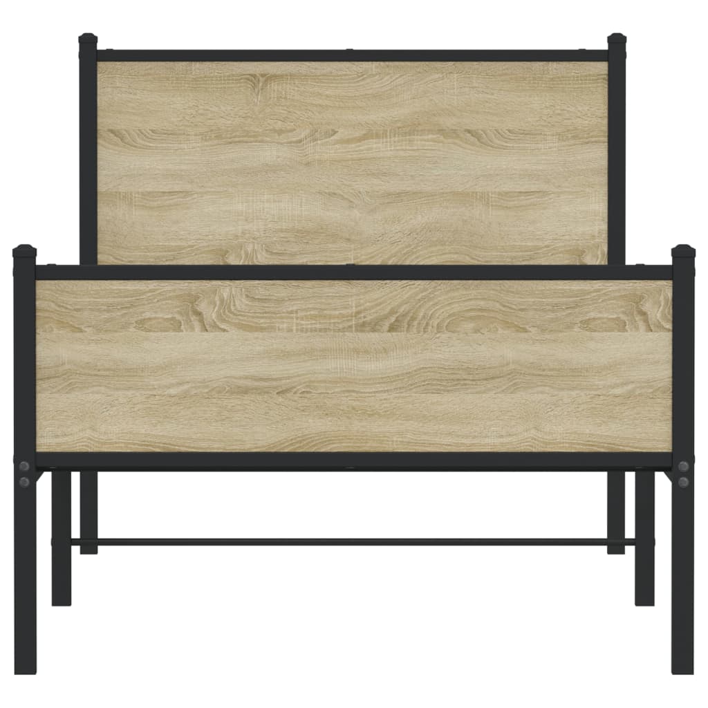 Bedframe zonder matras metaal sonoma eikenkleurig 80x200 cm is nu te koop bij PeponiXL, paradijselijk wonen!