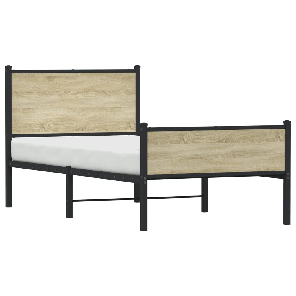 Bedframe zonder matras metaal sonoma eikenkleurig 90x190 cm is nu te koop bij PeponiXL, paradijselijk wonen!
