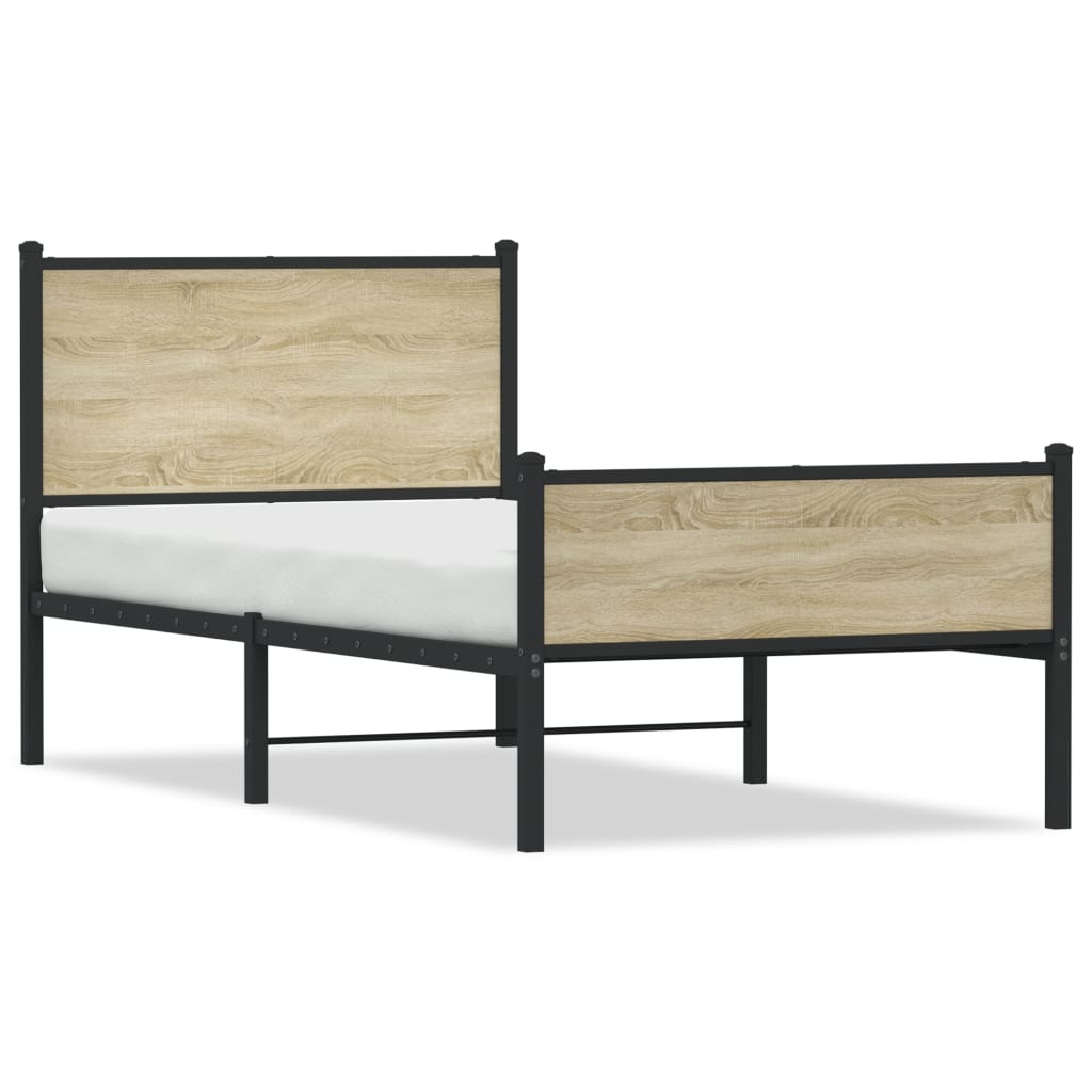 Bedframe zonder matras metaal sonoma eikenkleurig 90x190 cm is nu te koop bij PeponiXL, paradijselijk wonen!