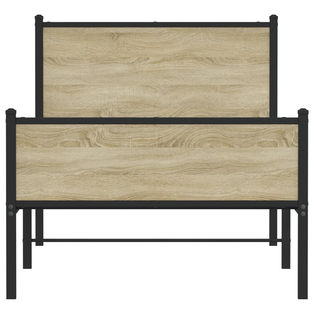 Bedframe zonder matras metaal sonoma eikenkleurig 90x200 cm is nu te koop bij PeponiXL, paradijselijk wonen!
