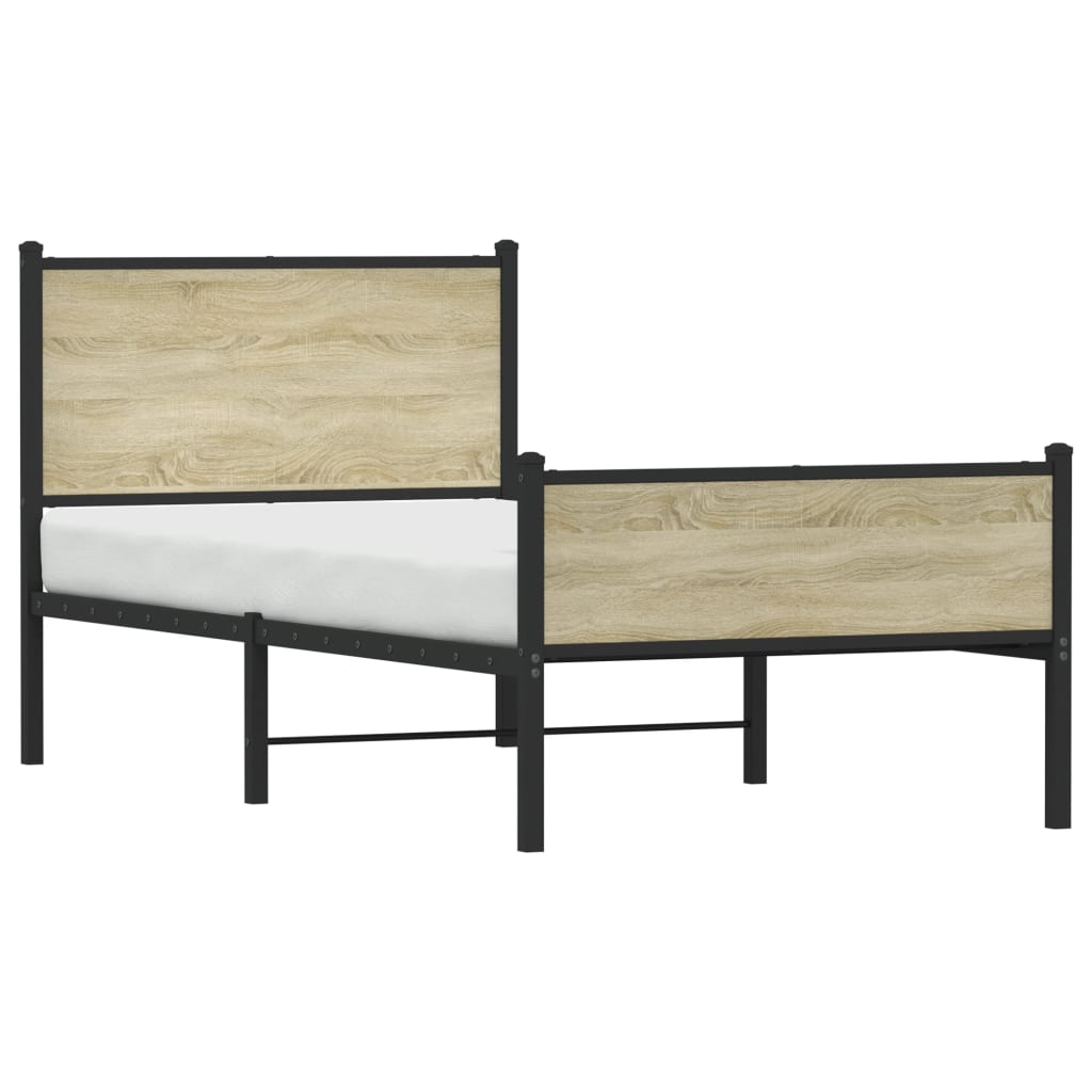 Bedframe zonder matras metaal sonoma eikenkleurig 100x190 cm is nu te koop bij PeponiXL, paradijselijk wonen!