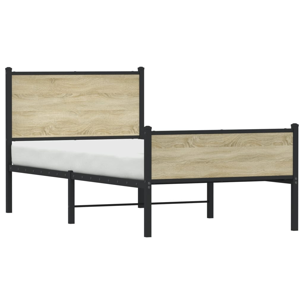Bedframe zonder matras metaal sonoma eikenkleurig 100x200 cm is nu te koop bij PeponiXL, paradijselijk wonen!