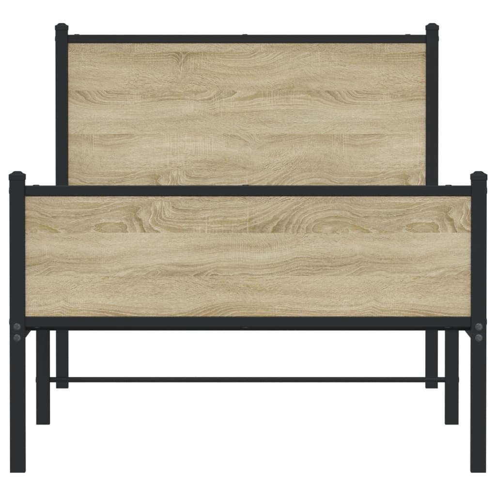 Bedframe zonder matras metaal sonoma eikenkleurig 100x200 cm is nu te koop bij PeponiXL, paradijselijk wonen!