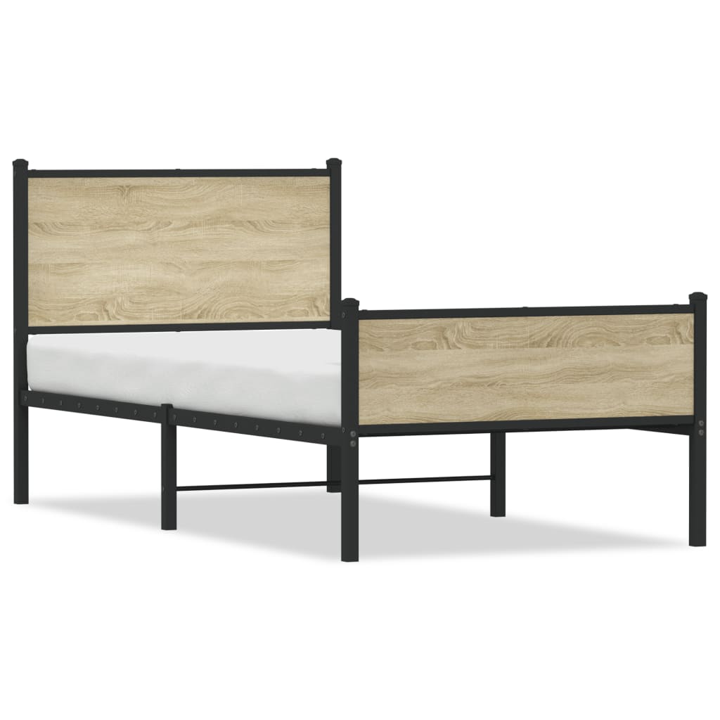 Bedframe zonder matras metaal sonoma eikenkleurig 107x203 cm is nu te koop bij PeponiXL, paradijselijk wonen!