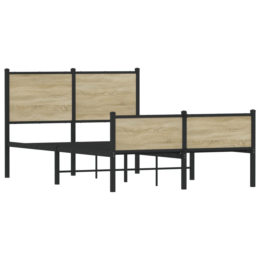 Bedframe zonder matras metaal sonoma eikenkleurig 120x190 cm is nu te koop bij PeponiXL, paradijselijk wonen!