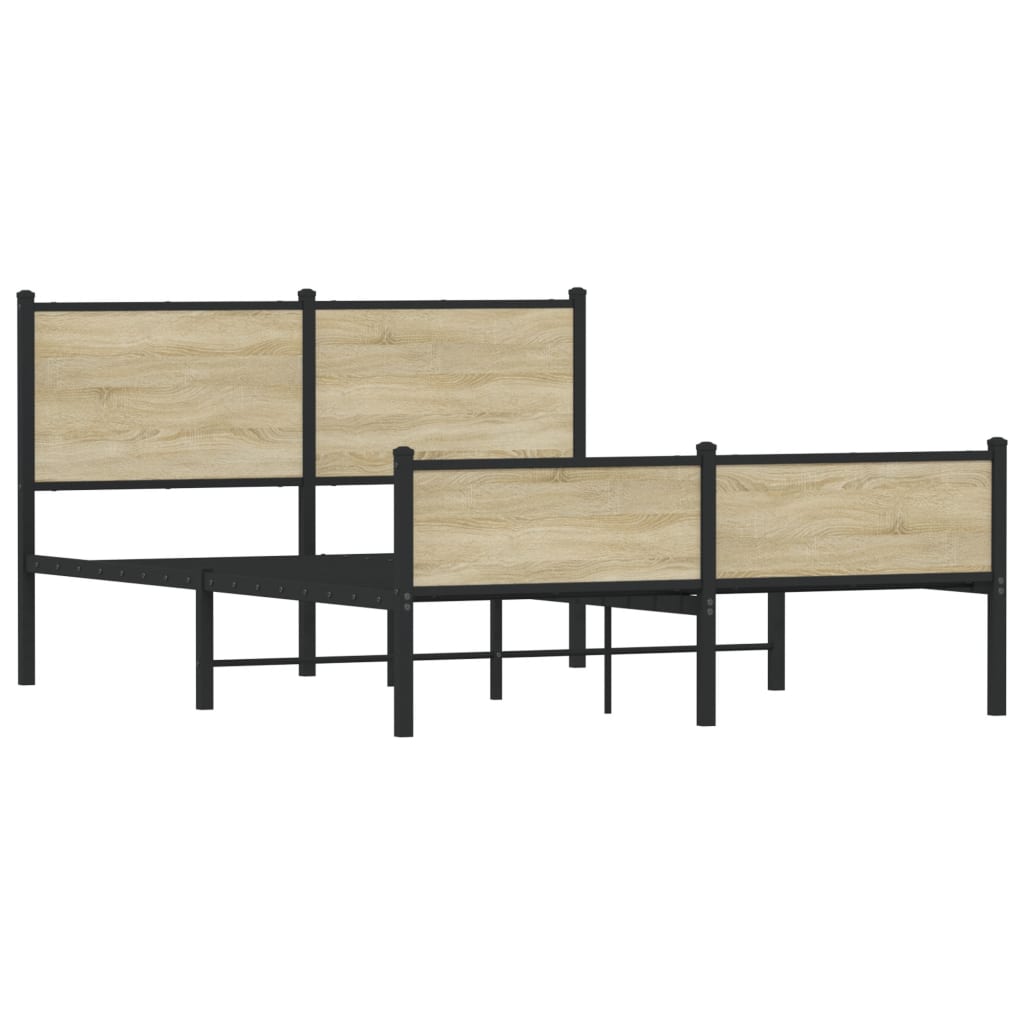 Bedframe zonder matras metaal sonoma eikenkleurig 137x190 cm is nu te koop bij PeponiXL, paradijselijk wonen!