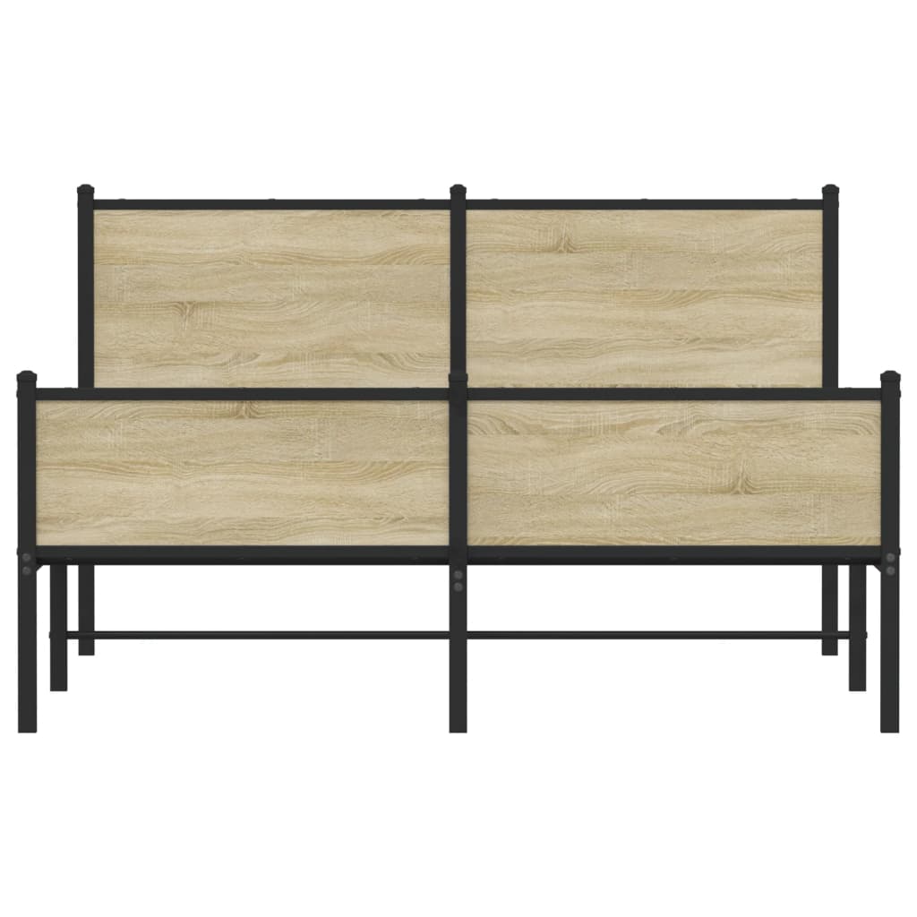 Bedframe zonder matras metaal sonoma eikenkleurig 137x190 cm is nu te koop bij PeponiXL, paradijselijk wonen!