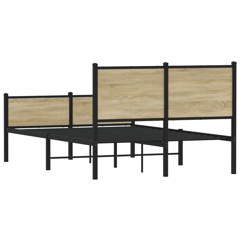 Bedframe zonder matras metaal sonoma eikenkleurig 137x190 cm is nu te koop bij PeponiXL, paradijselijk wonen!