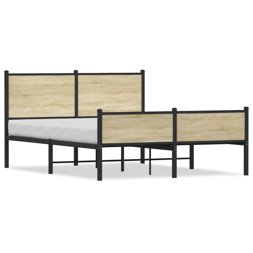 Bedframe zonder matras metaal sonoma eikenkleurig 137x190 cm is nu te koop bij PeponiXL, paradijselijk wonen!