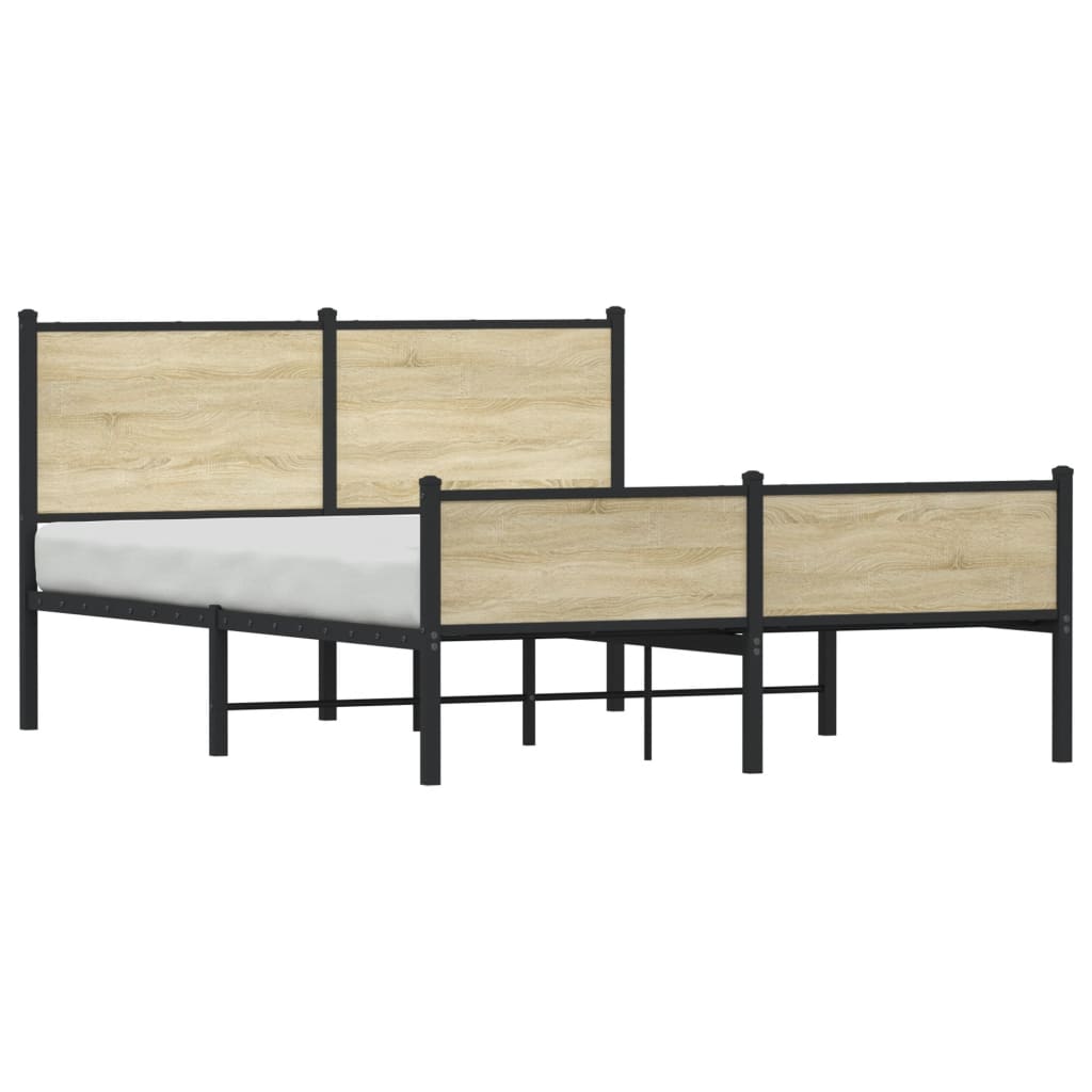 Bedframe zonder matras metaal sonoma eikenkleurig 140x200 cm is nu te koop bij PeponiXL, paradijselijk wonen!
