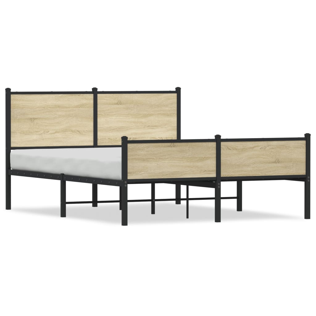 Bedframe zonder matras metaal sonoma eikenkleurig 140x200 cm is nu te koop bij PeponiXL, paradijselijk wonen!