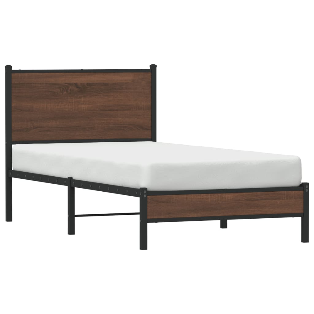 Bedframe zonder matras metaal bruin eikenkleurig 75x190 cm is nu te koop bij PeponiXL, paradijselijk wonen!