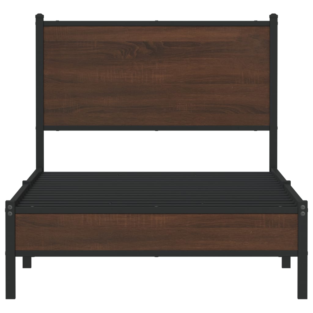 Bedframe zonder matras metaal bruin eikenkleurig 75x190 cm is nu te koop bij PeponiXL, paradijselijk wonen!