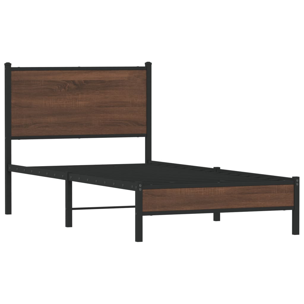 Bedframe zonder matras metaal bruin eikenkleurig 80x200 cm is nu te koop bij PeponiXL, paradijselijk wonen!