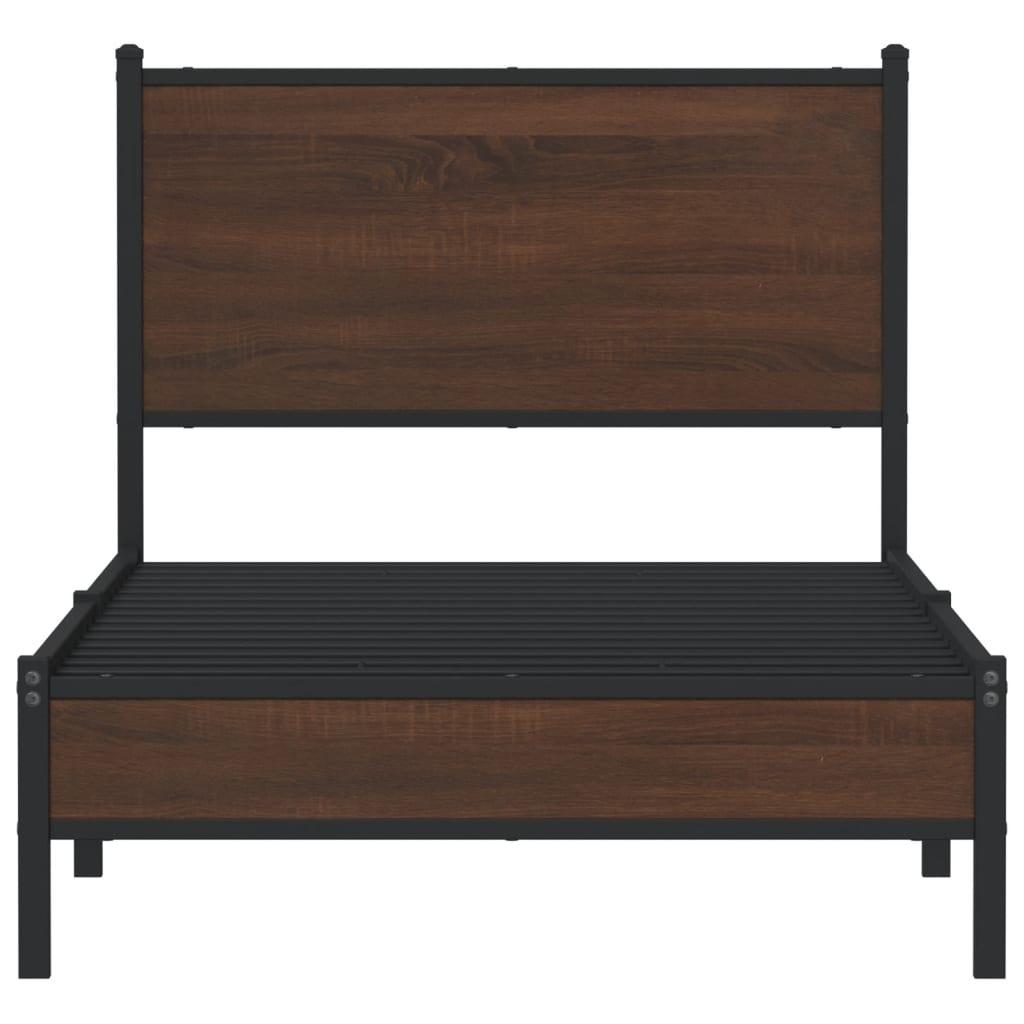Bedframe zonder matras metaal bruin eikenkleurig 80x200 cm is nu te koop bij PeponiXL, paradijselijk wonen!