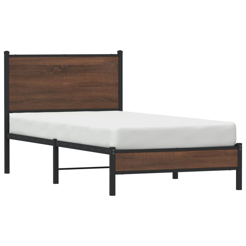 Bedframe zonder matras metaal bruin eikenkleurig 90x190 cm is nu te koop bij PeponiXL, paradijselijk wonen!