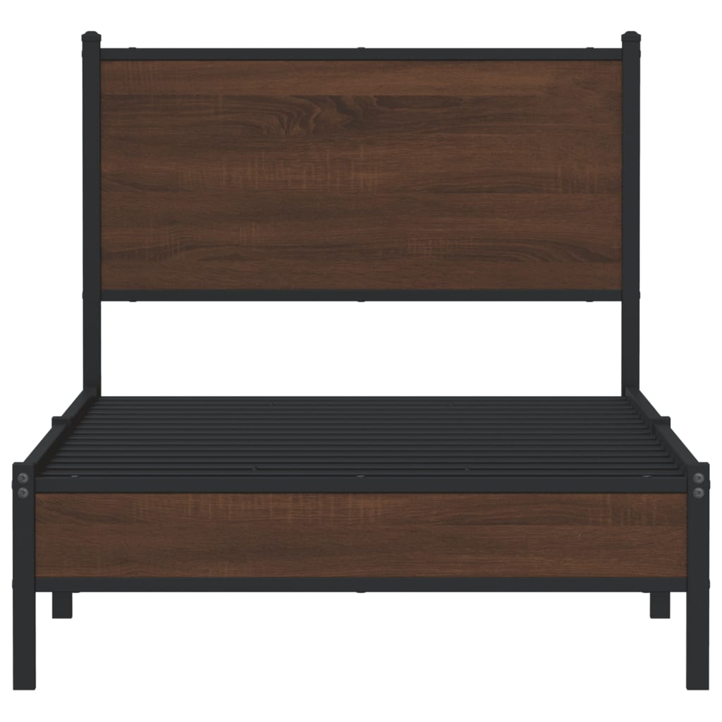 Bedframe zonder matras metaal bruin eikenkleurig 90x190 cm is nu te koop bij PeponiXL, paradijselijk wonen!