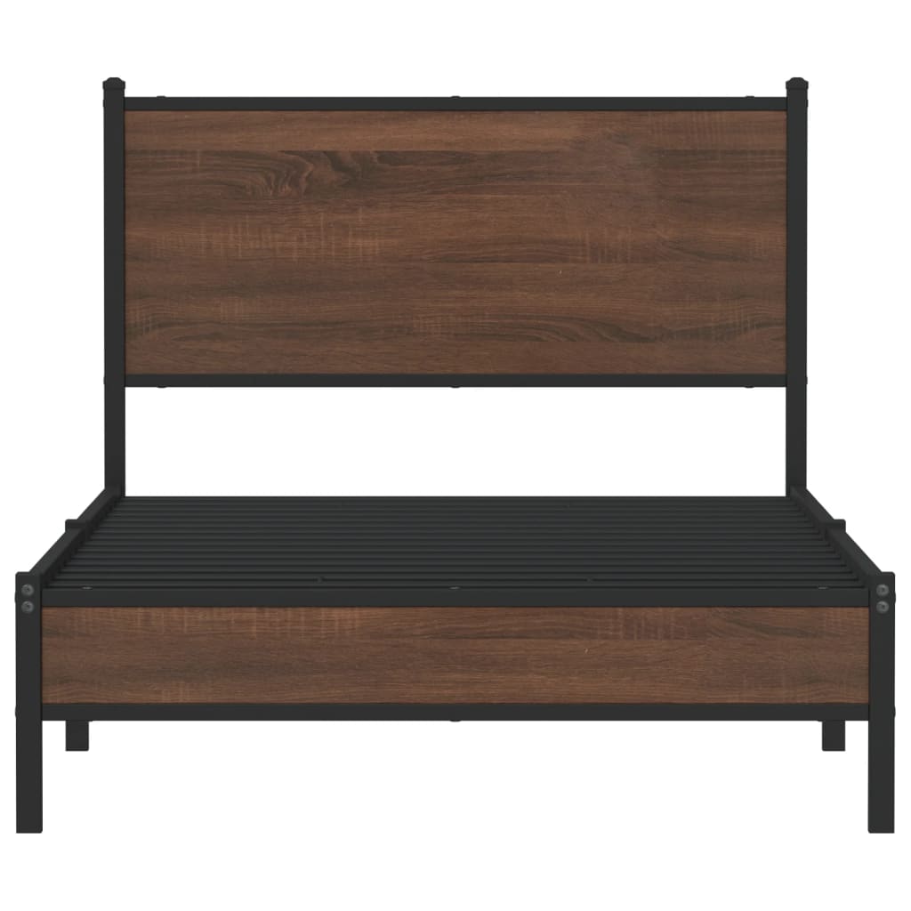 Bedframe zonder matras metaal bruin eikenkleurig 100x190 cm is nu te koop bij PeponiXL, paradijselijk wonen!