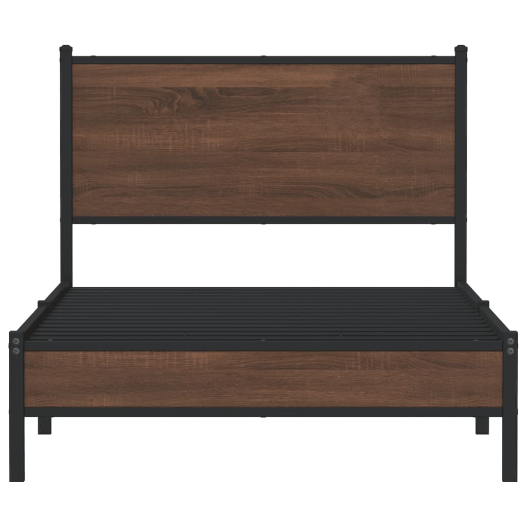 Bedframe zonder matras metaal bruin eikenkleurig 100x200 cm is nu te koop bij PeponiXL, paradijselijk wonen!