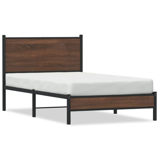 Bedframe zonder matras metaal bruin eikenkleurig 100x200 cm is nu te koop bij PeponiXL, paradijselijk wonen!