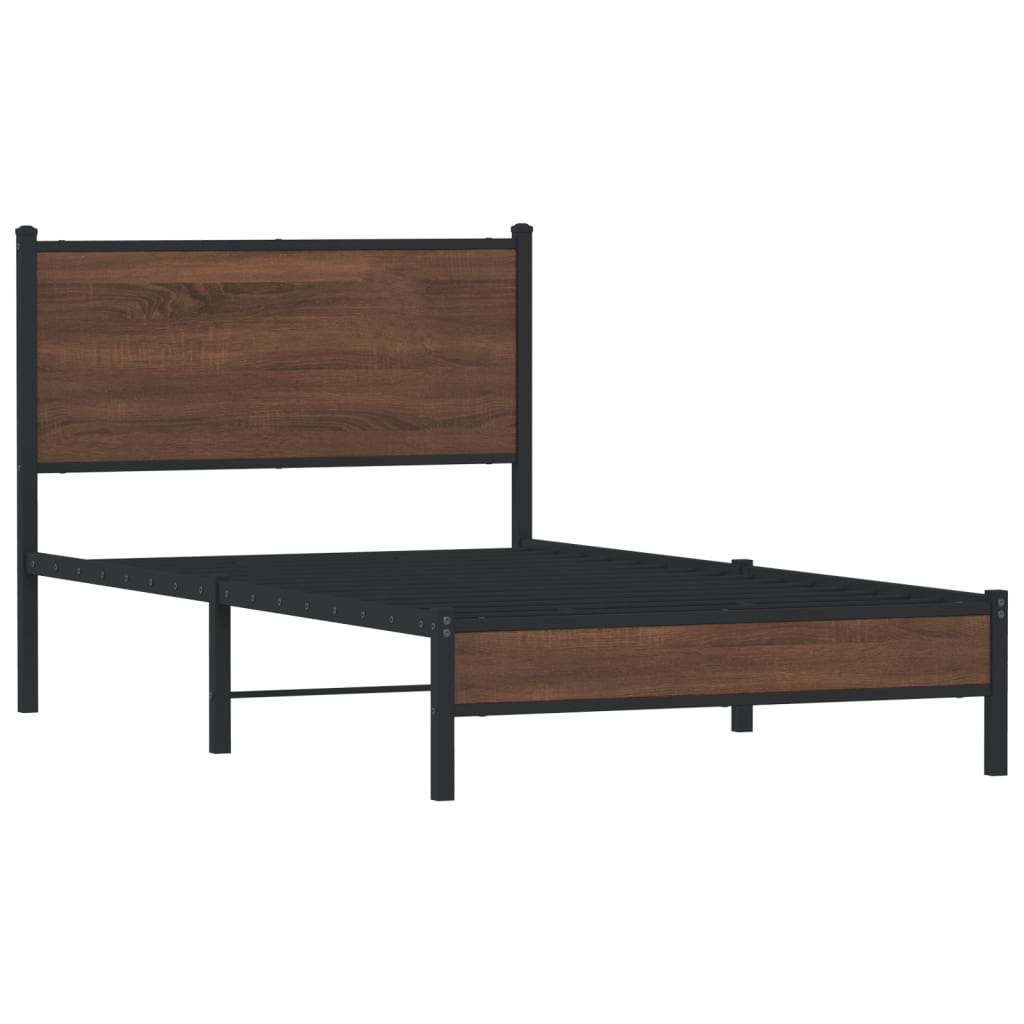 Bedframe zonder matras metaal bruin eikenkleurig 107x203 cm is nu te koop bij PeponiXL, paradijselijk wonen!