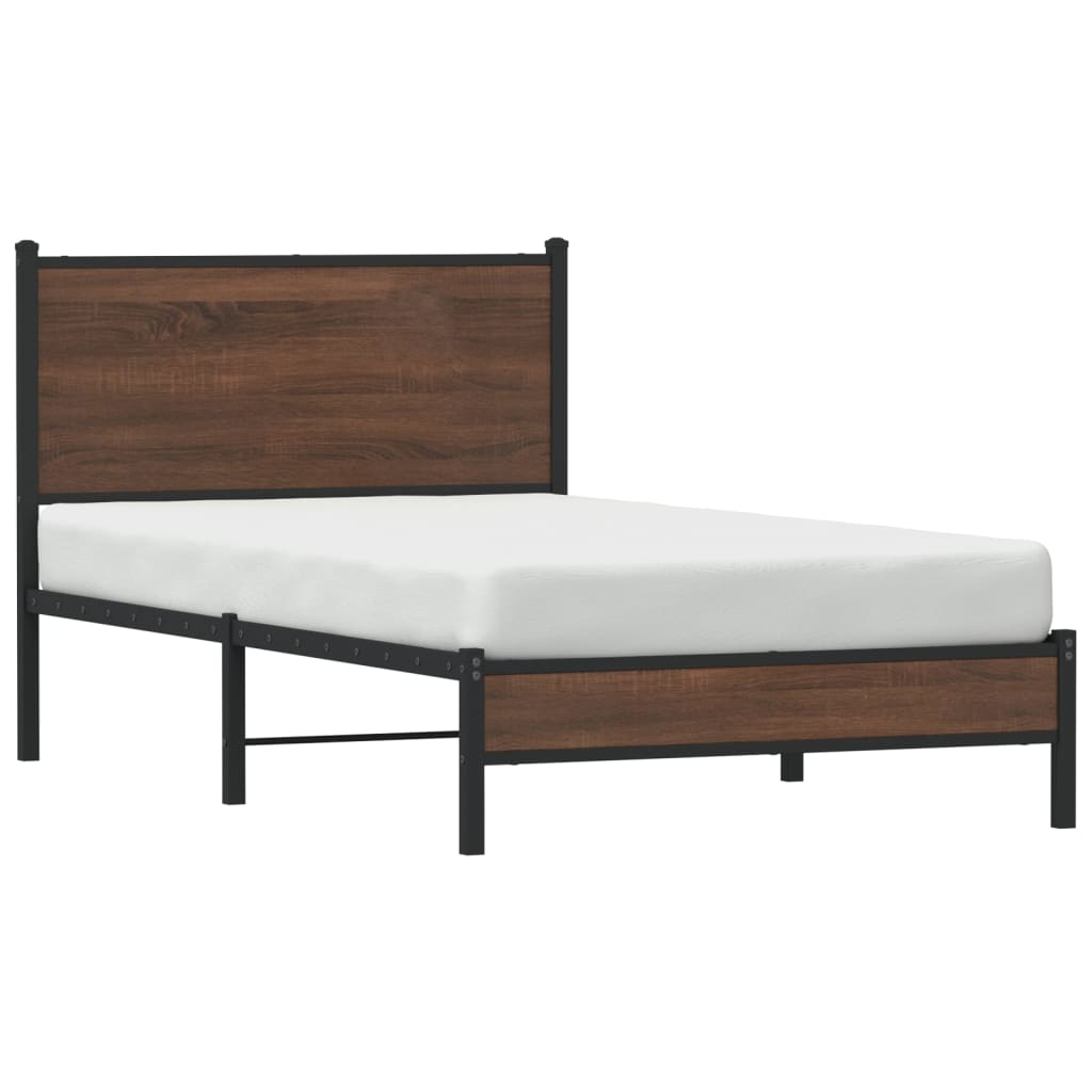 Bedframe zonder matras metaal bruin eikenkleurig 107x203 cm is nu te koop bij PeponiXL, paradijselijk wonen!