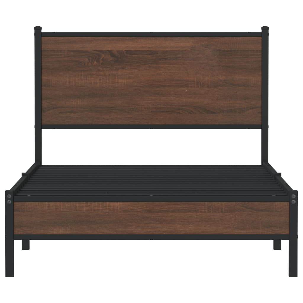 Bedframe zonder matras metaal bruin eikenkleurig 107x203 cm is nu te koop bij PeponiXL, paradijselijk wonen!