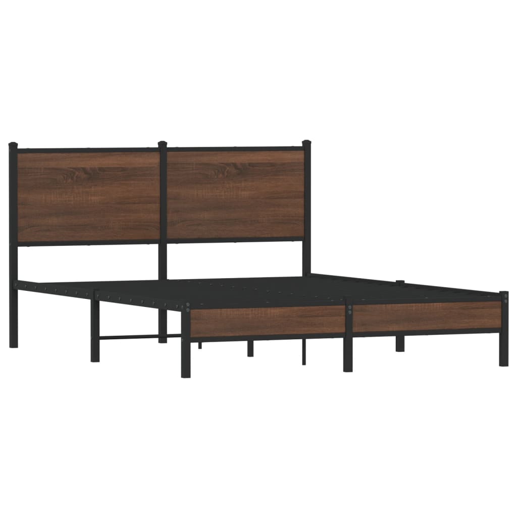 Bedframe zonder matras metaal bruin eikenkleurig 137x190 cm is nu te koop bij PeponiXL, paradijselijk wonen!