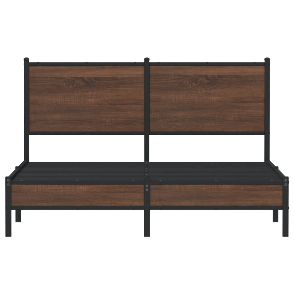 Bedframe zonder matras metaal bruin eikenkleurig 137x190 cm is nu te koop bij PeponiXL, paradijselijk wonen!