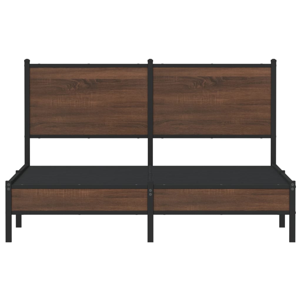 Bedframe zonder matras metaal bruin eikenkleurig 140x200 cm is nu te koop bij PeponiXL, paradijselijk wonen!